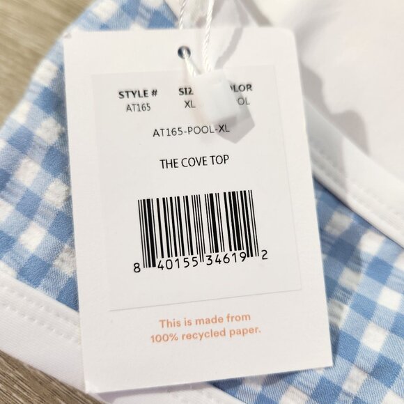 Andie Swim The Cove Top in Gingham Blue Pool New With Tags Womens Size XL - Picture 6 of 13